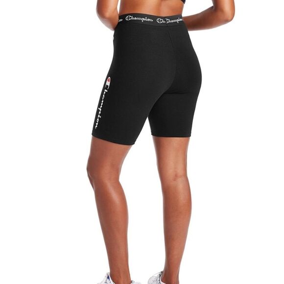 Champion Black and White Bike Shorts with Compression Fit - Picture 2 of 4
